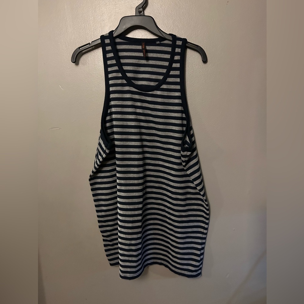 True Rock Shirt - navy/gray stripe men’s cut tank